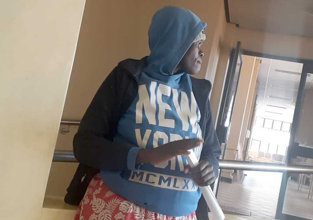 EXPECTING: The heavily pregnant suspect at court