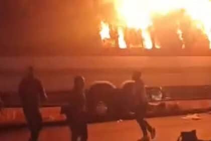 Passenger bus burns to ashes
